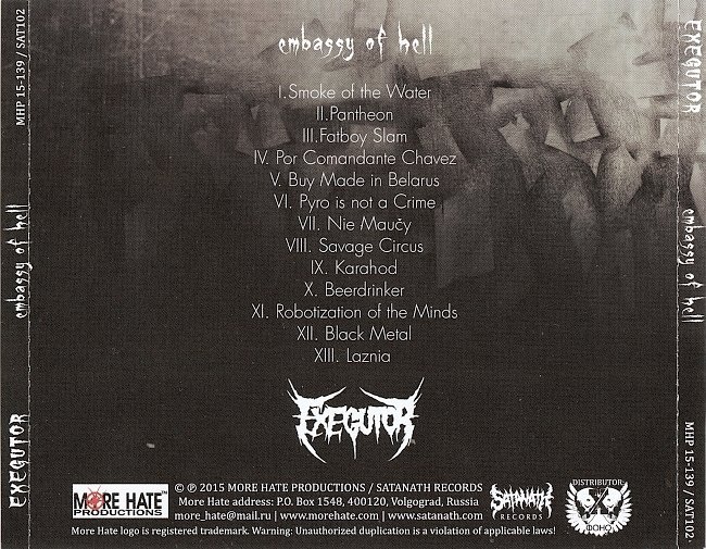 dvd cover Exegutor - Embassy of Hell