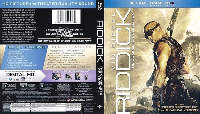 dvd cover Riddick: The Complete Collection R1 Blu-Ray