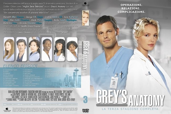 dvd cover Grey`s Anatomy: Season 3 (Italian) - Front