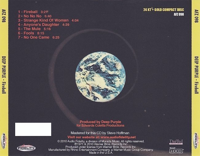 dvd cover Deep Purple - Fireball (2010)