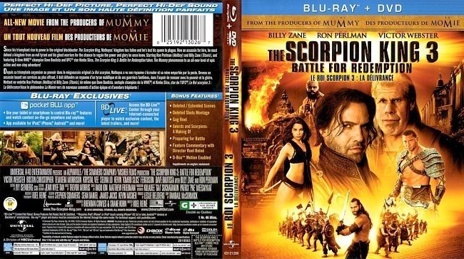 dvd cover The Scorpion King 3 Battle for Redemption English French Bluray