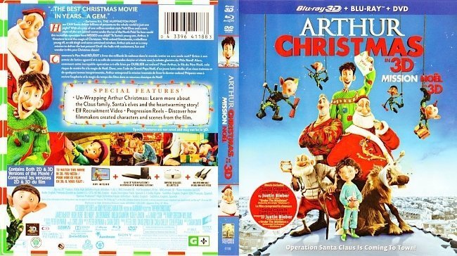 dvd cover Arthur Christmas 3D