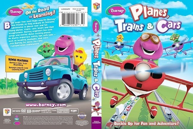 dvd cover Barney Planes Trains Cars