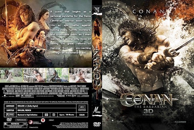 dvd cover Conan The Barbarian (2011) R1 CUSTOM