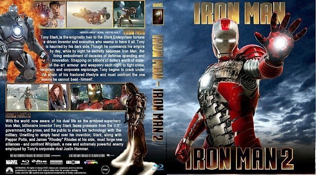 dvd cover Iron Man 1 2 BD R1DB