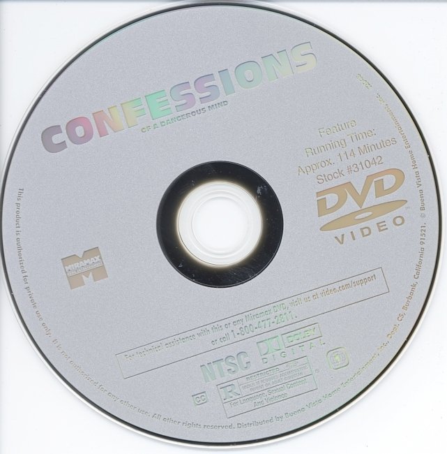 dvd cover Confessions Of A Dangerous Mind (2002) WS R1