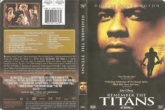 dvd cover Remember The Titans (2000) FS R1