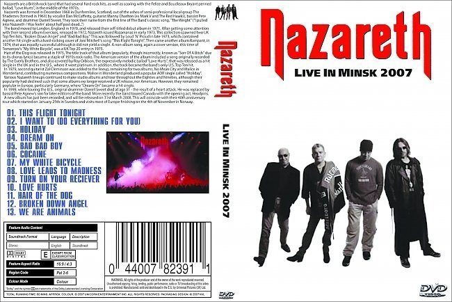 dvd cover Nazareth - Live In Minsk (2007)