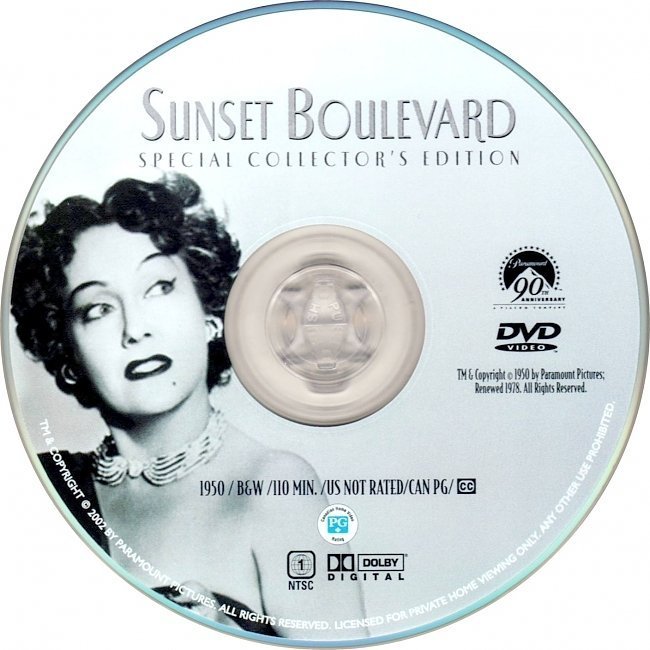 dvd cover Sunset Boulevard (1950) FRE/ENG FS R1