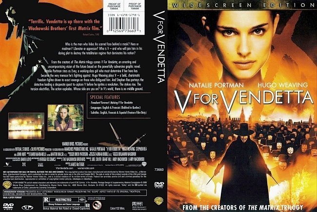 dvd cover V for Vendetta (2006) WS R1