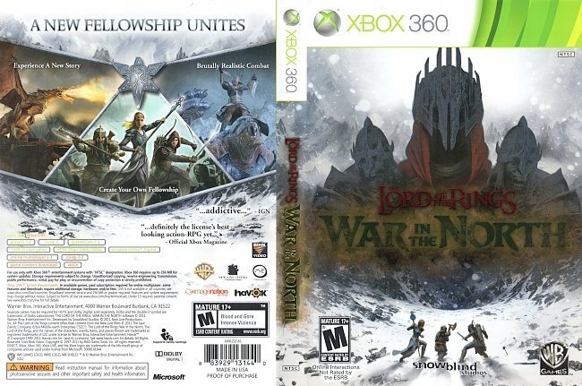 dvd cover The Lord of the Rings: War in the North (2011) NTSC