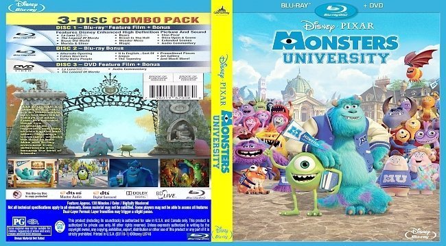 dvd cover Monster University R1 Custom Blu-Ray