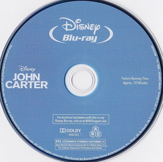 dvd cover John Carter 3D R1
