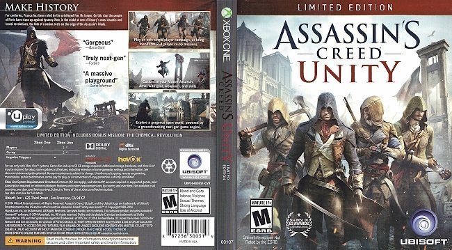 dvd cover Assassin's Creed Unity NTSC