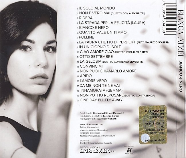 dvd cover Bianca Atzei - Bianco E Nero