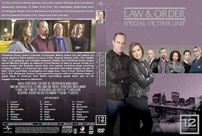 dvd cover Law & Order: SVU Season 12
