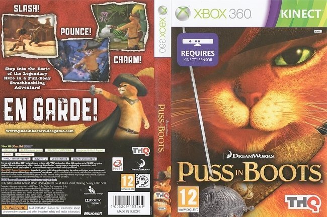 dvd cover Kinect Puss in Boots (2011) PAL