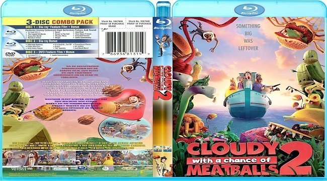 dvd cover Cloudy With a Chance of Meatballs 2 R1 Custom Blu-Ray DVD