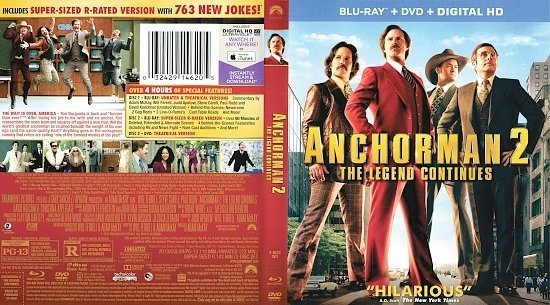 dvd cover Anchorman 2: The Legend Continues R1 Blu-Ray