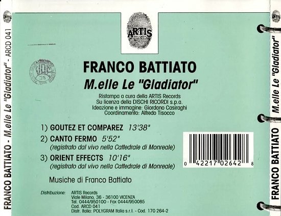 dvd cover Franco Battiato - M.elle Le "Gladiator" (1993)