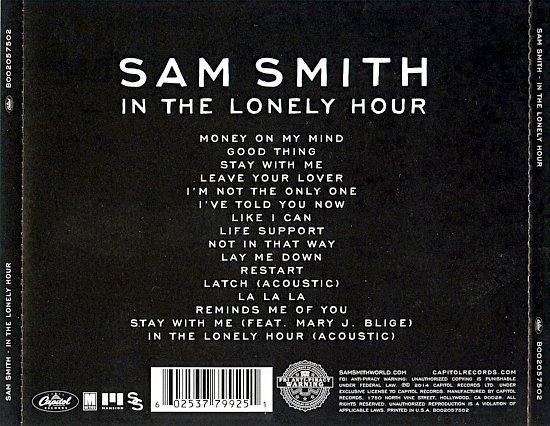dvd cover Sam Smith - In The Lonely Hour (16 Tracks)