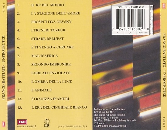 dvd cover Franco Battiato - Unprotected (2001)
