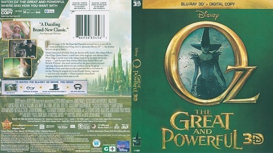 dvd cover Oz The Great and Powerful 3D Blu-Ray