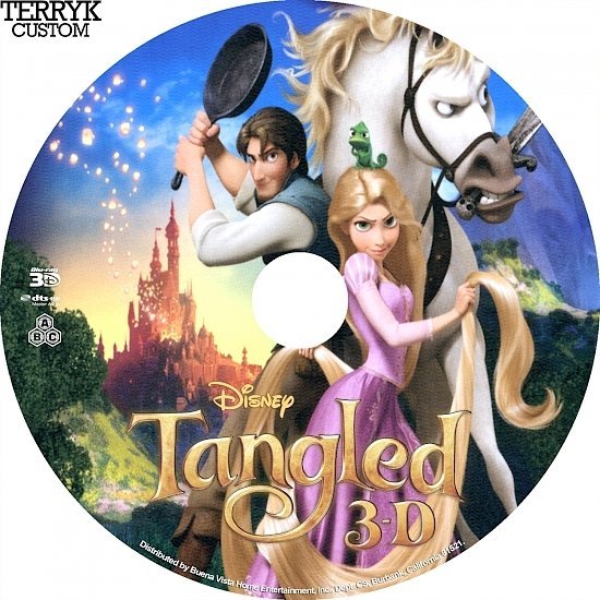 dvd cover Tangled 3D (2010) Custom Blu-Ray DVD Label