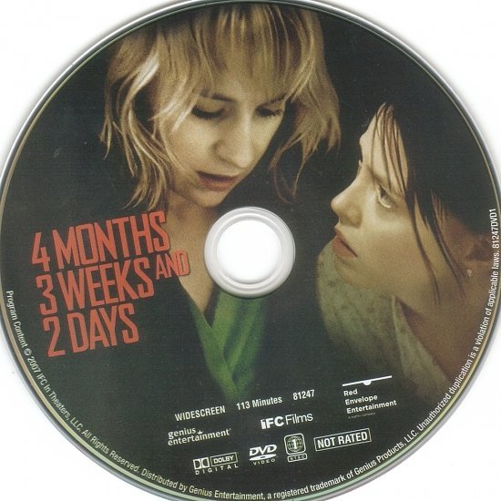 dvd cover 4 Months 3 Weeks And 2 Days (2007) R1