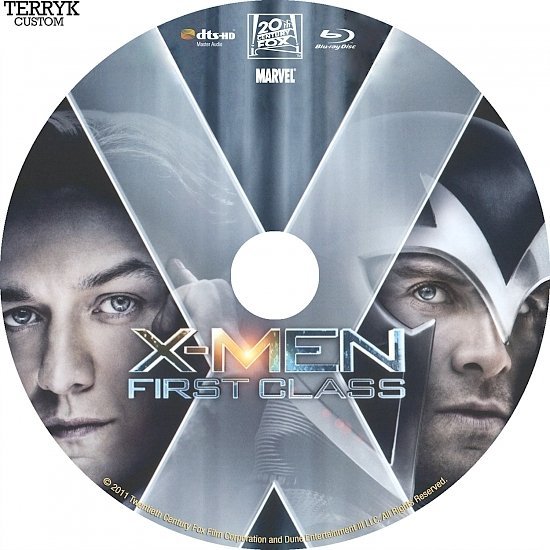 dvd cover X-Men First Class (2011) Custom Blu-Ray DVD Label