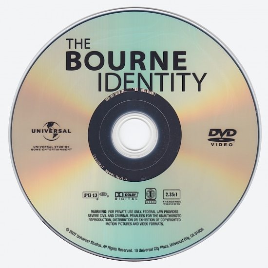 dvd cover The Bourne Identity (2002) CE WS R1