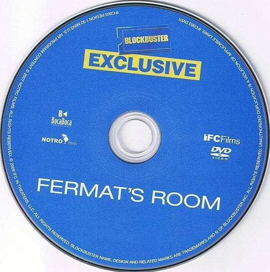 dvd cover Fermat's Room (2007) R1