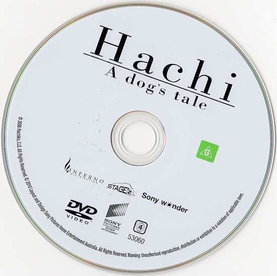 dvd cover Hachi: A Dog's Tale (2009) WS R1 & R4