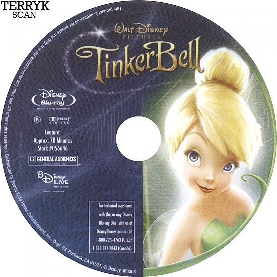 dvd cover Tinkerbell (2008) Blu-Ray DVD Label