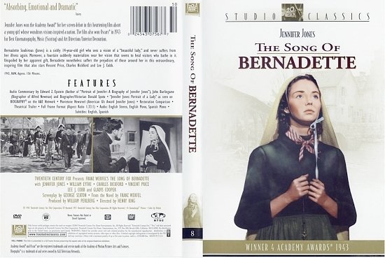dvd cover The Song of Bernadette