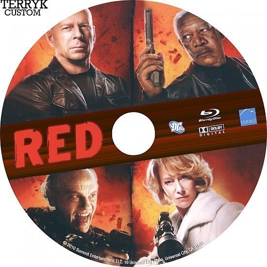 Red (2010) Custom Blu-Ray DVD Label 