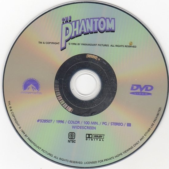 dvd cover The Phantom (1996) WS R0