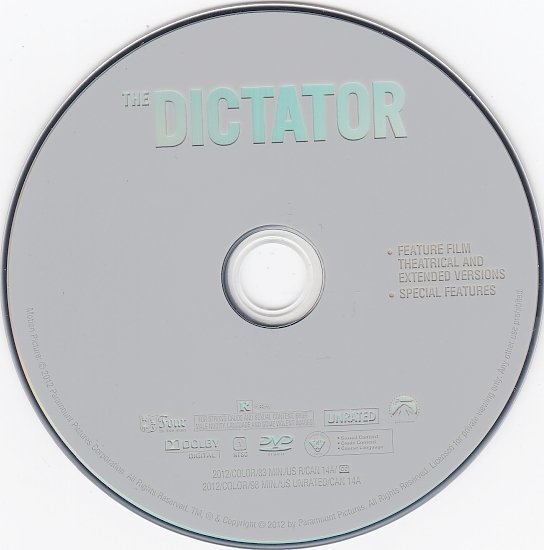 dvd cover The Dictator UR WS R1