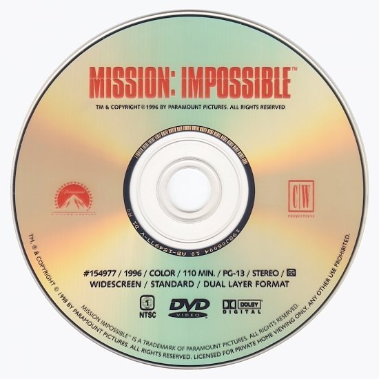 dvd cover Mission: Impossible (1996) R1