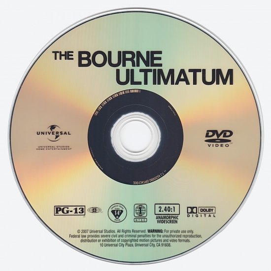 dvd cover The Bourne Ultimatum (2007) WS R1