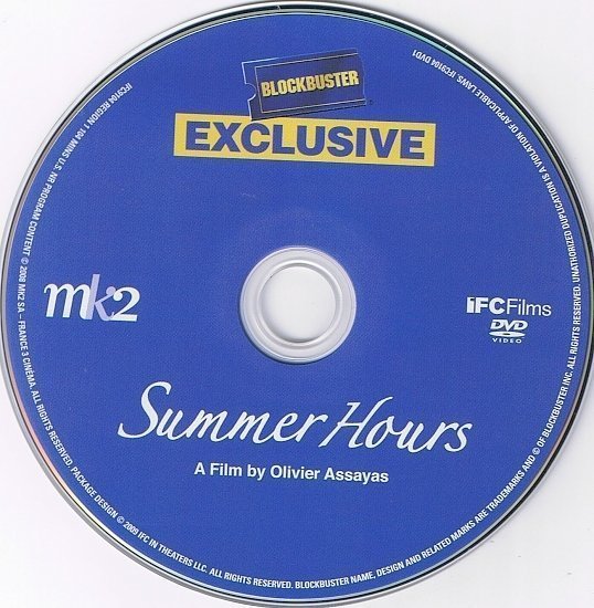 dvd cover Summer Hours (2008) R1