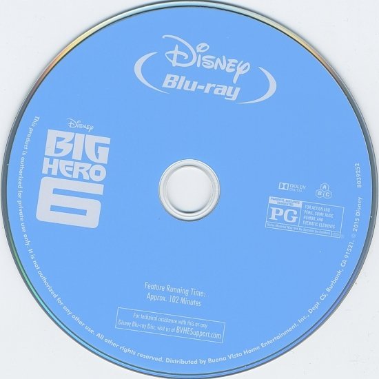 dvd cover Big Hero 6 Blu Ray Label