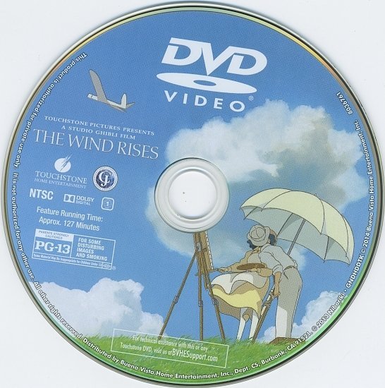dvd cover The Wind Rises Blu-Ray