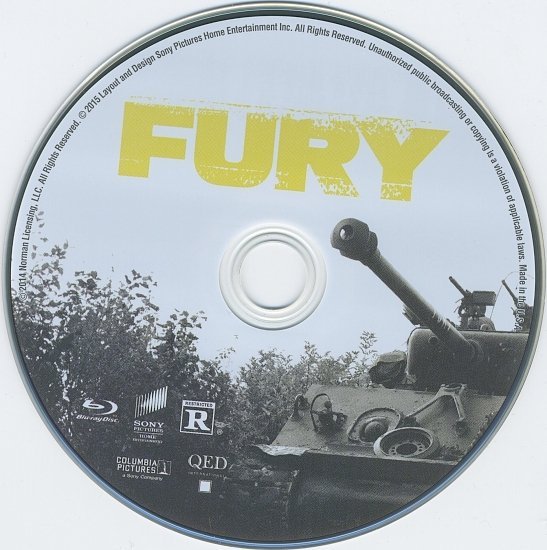 dvd cover Fury Blu-Ray & Label