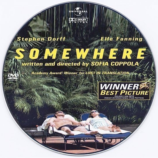dvd cover Somewhere (2010) R0 - CD Label