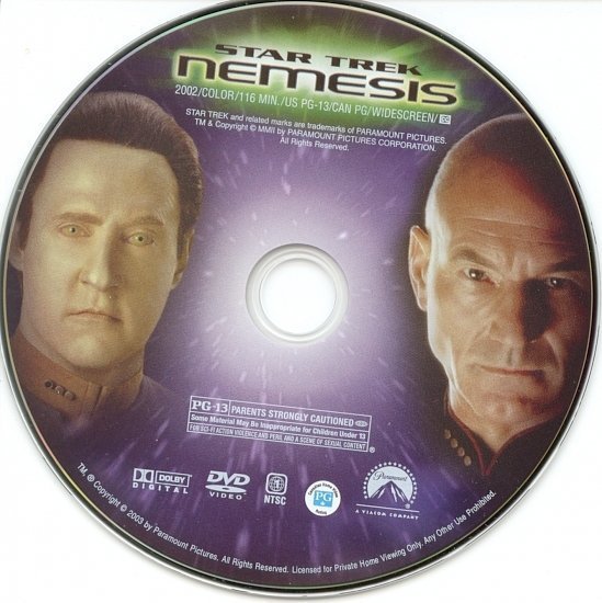 dvd cover Star Trek: Nemesis (2002) WS R1