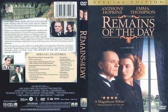dvd cover The Remains Of The Day (1993) SE R1