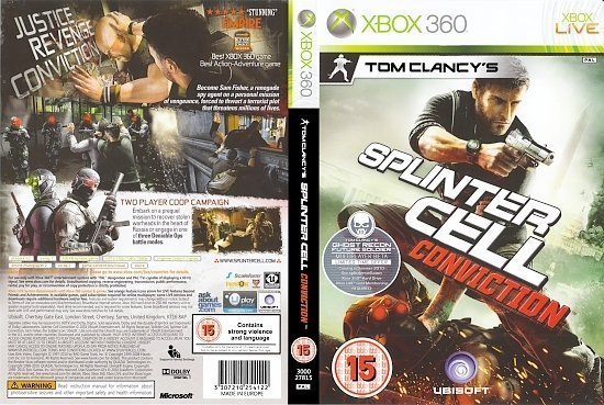 dvd cover Tom Clancy's Splinter Cell Conviction (2010) Pal