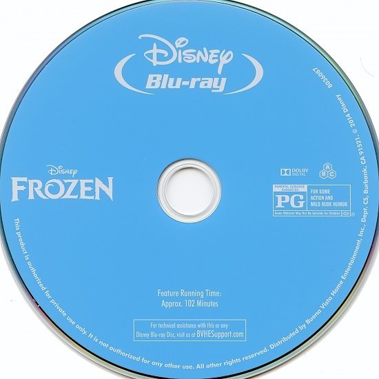 dvd cover Frozen R1 Blu-Ray & Label