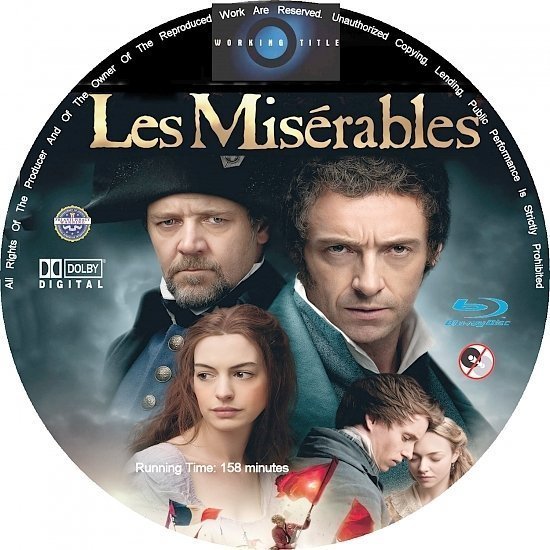 dvd cover Les MisÃ©rables R0 Custom Blu-Ray/DVD Labels